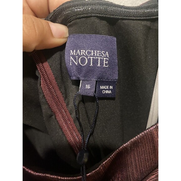 Marchesa Notte Metallic Lame Draped Gown Maxi Dress Women's Size 16 NWOT - Picture 7 of 11